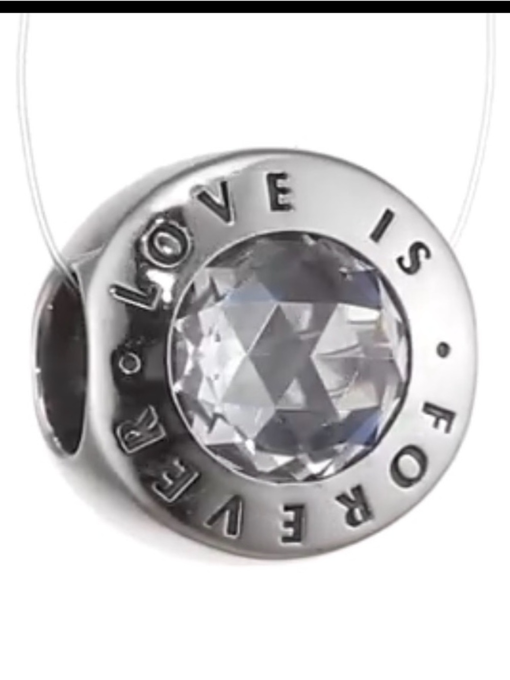 Pandora 925 Crystal Accent Round Charm Bead - Silver Finish